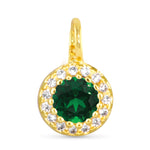 Green CZ Necklace Charm - Gold