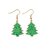 Green Sequin Trees Earrings