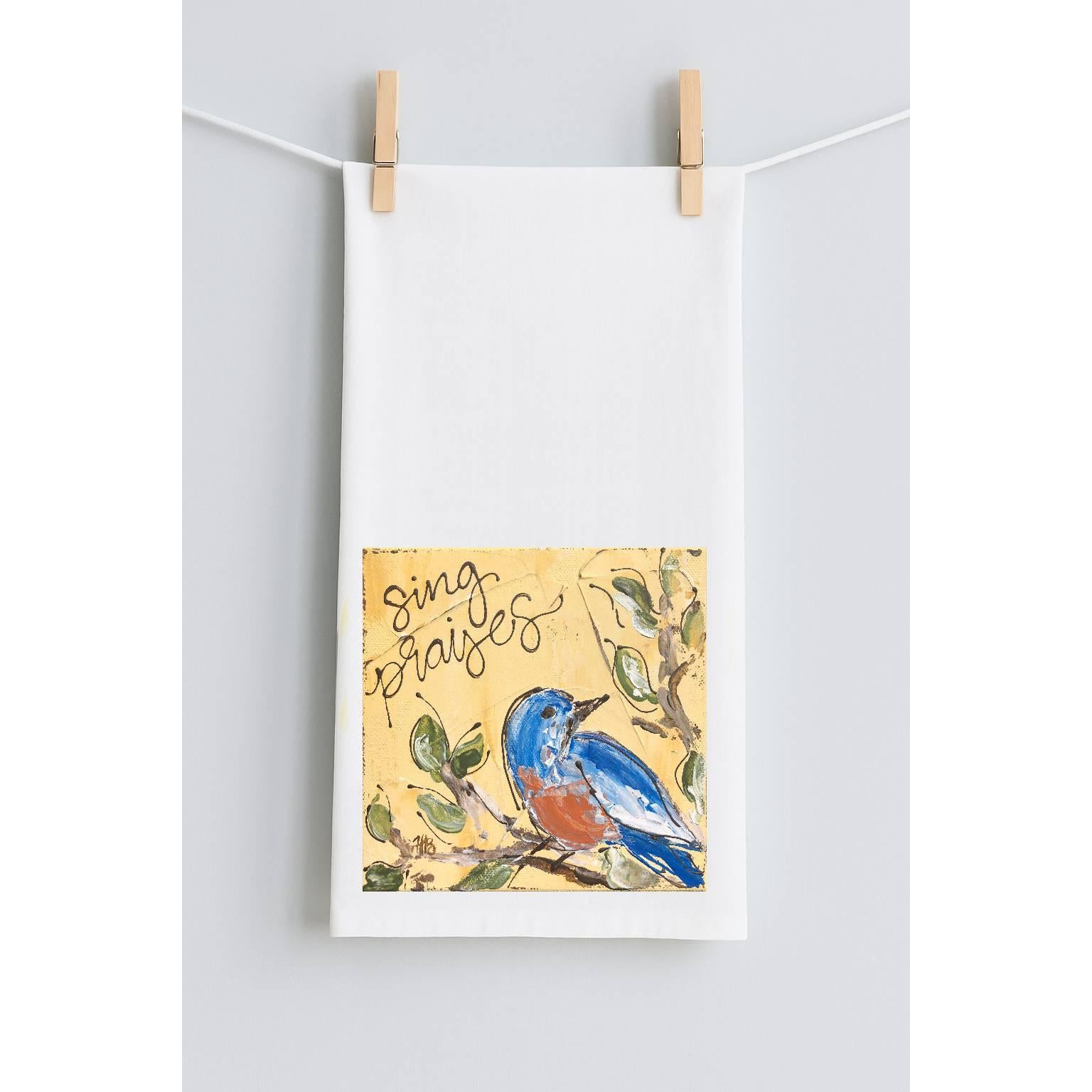 Haley Bird Sing Praises Tea Towel