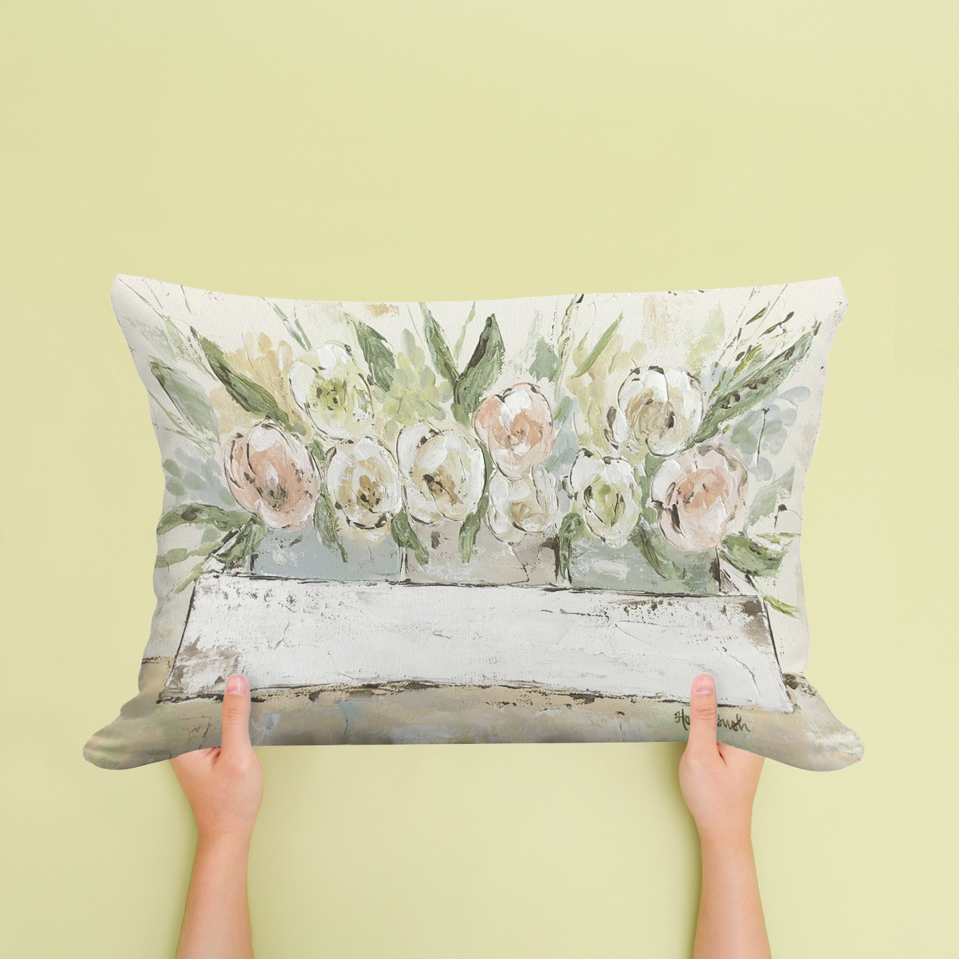 Haley Planter Box Pastels Lumbar Pillow