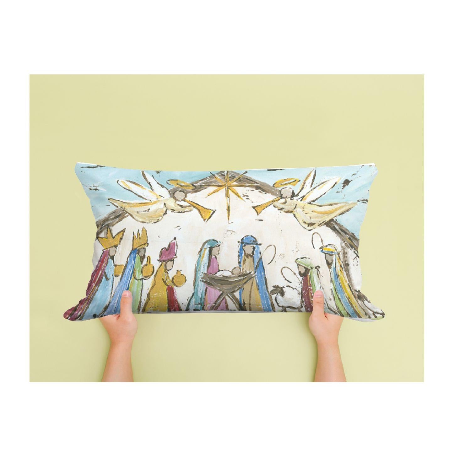 Haley's Nativity Scene Colorful Lumbar Pillow - 14x20