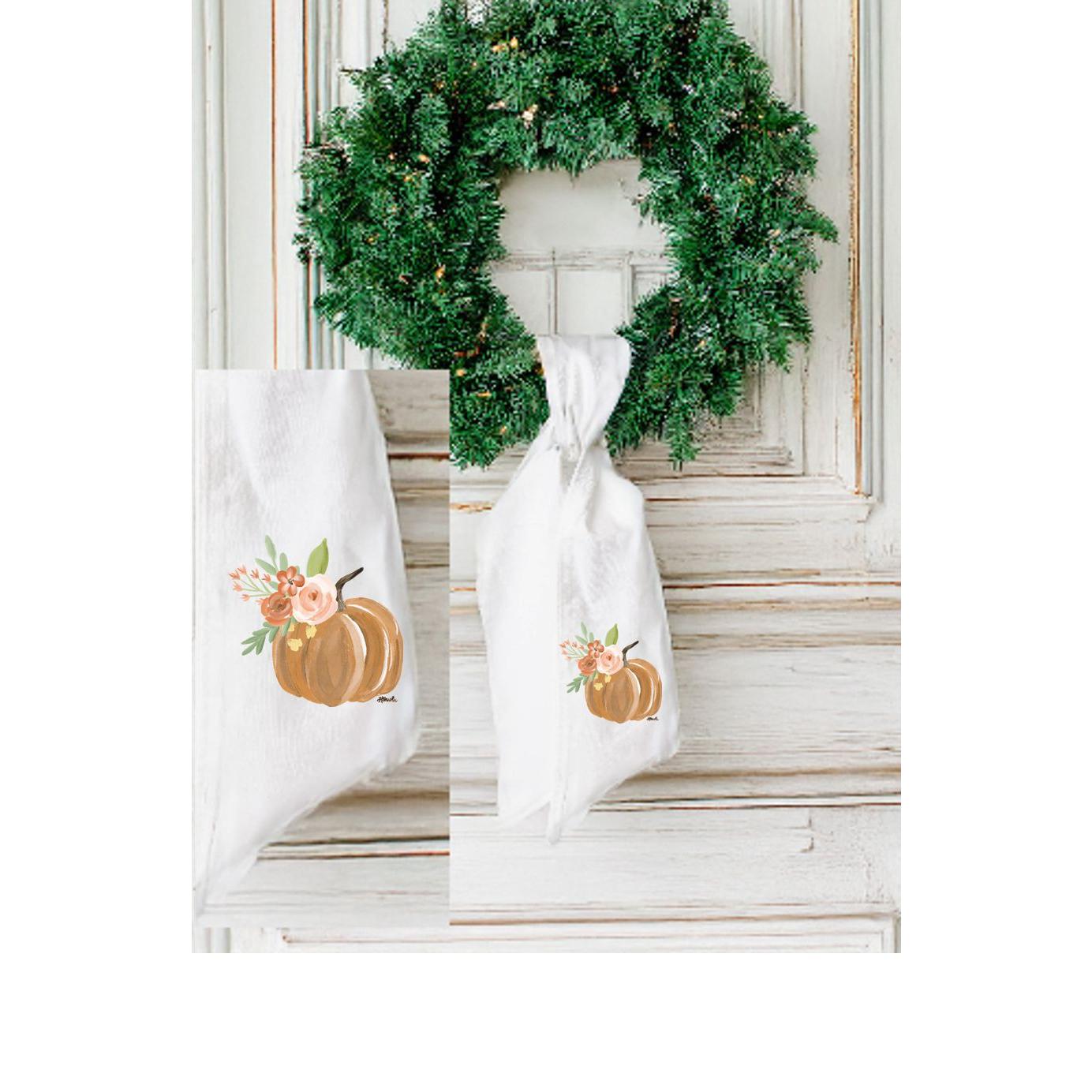 Haley's Orange Pumpkin w/ Flowers Wreath Sash