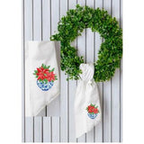 Haley's Poinsettia In Chinoiserie Bowl Wreath Sash
