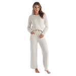 Heathered Marshmallow Wide Crew Heather Stone Lounge Set