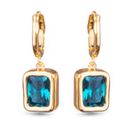 Huggie with Blue Emerald Cut CZ Earrings – Gold