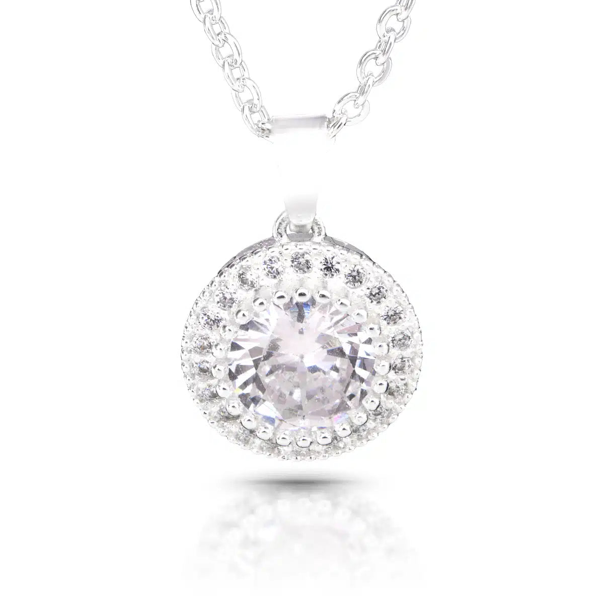 Ice Blu Halo Necklace – Silver - 50242