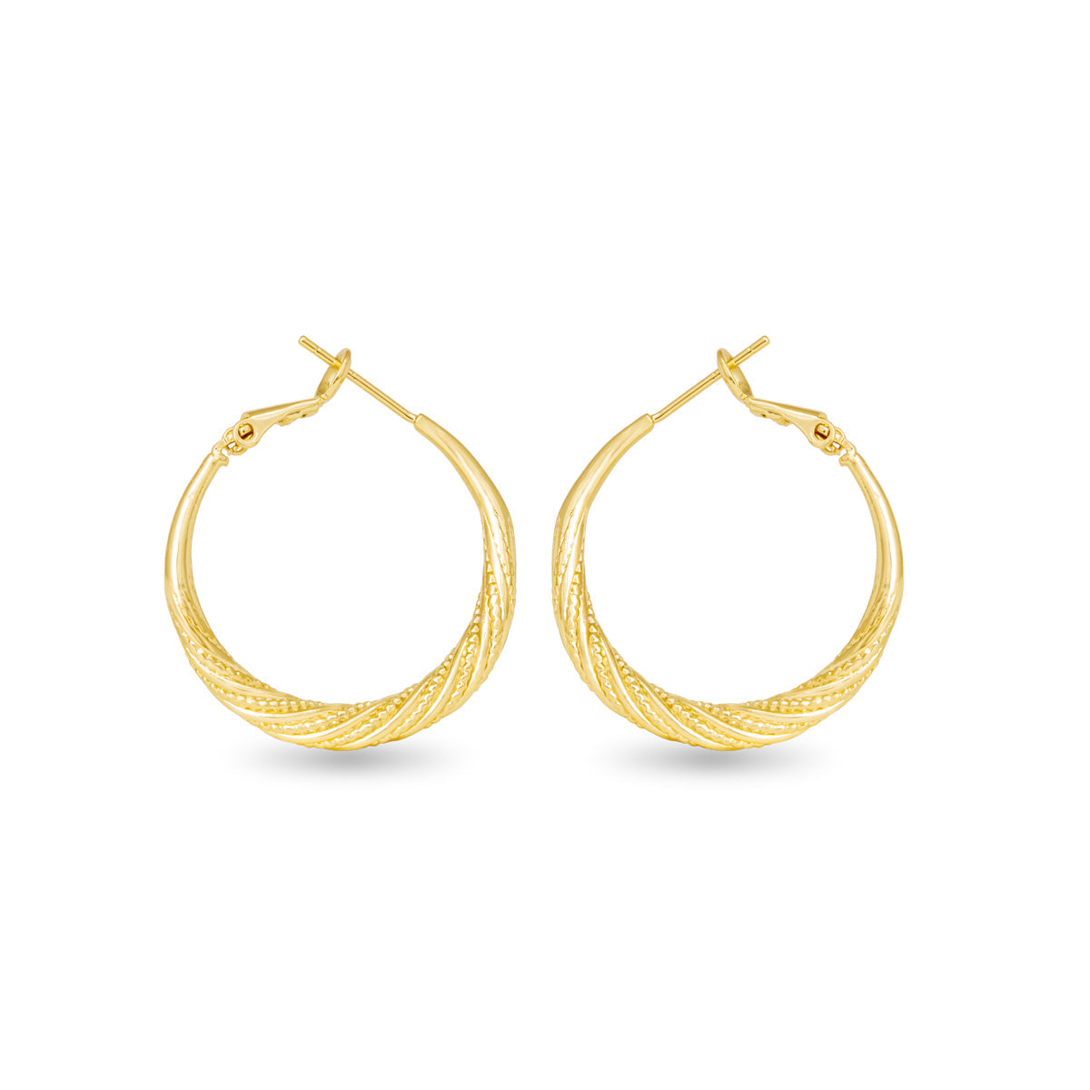 Ivy Textured Twisted Hoop Gold