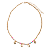 Girls Gold Beaded Charm Necklace
