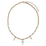 Girls Gold Beaded Charm Necklace