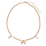Girls Gold Beaded Charm Necklace