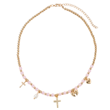 Girls Gold Beaded Charm Necklace
