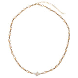 Champagne Pearl Cross Beaded Necklace