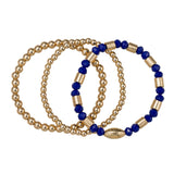 Gold & Royal Blue Football Bracelet Set