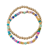 Girls Set of 2 Bracelets- Gemstone + Gold