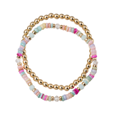 Girls Set of 2 Bracelets- Gemstone + Gold