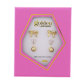 Girls Golden Happiness Earrings- 3 Pair Set