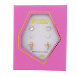 Girls Golden Happiness Earrings- 3 Pair Set