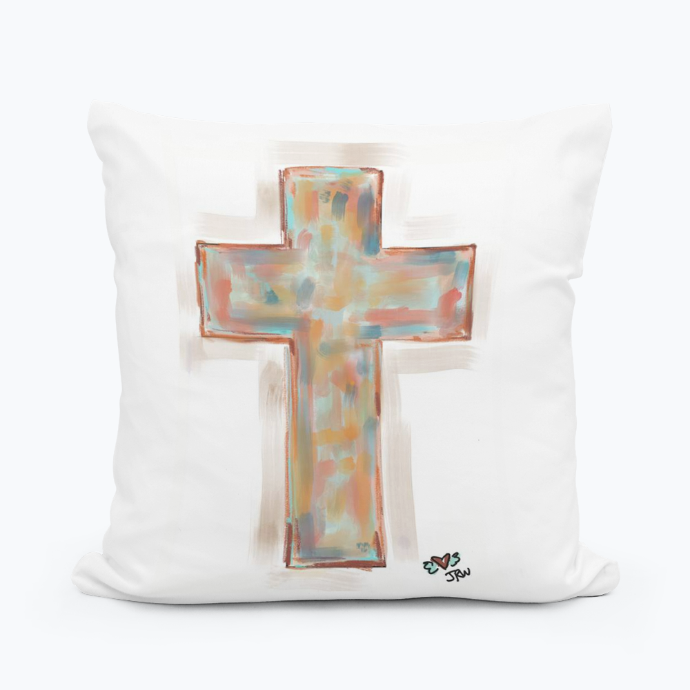 Jennie Watercolor Cross Pillow