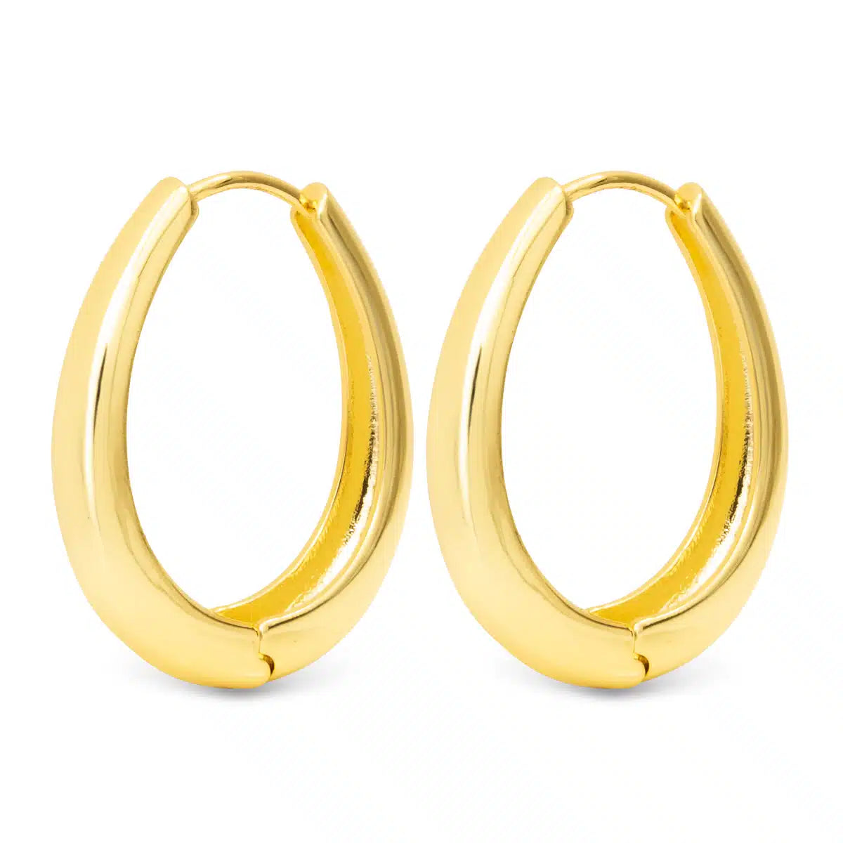 Judith Polished Large Oval Hoop Gold Earrings - 50569