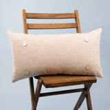 Khaki Linen Lumbar Button Pillow