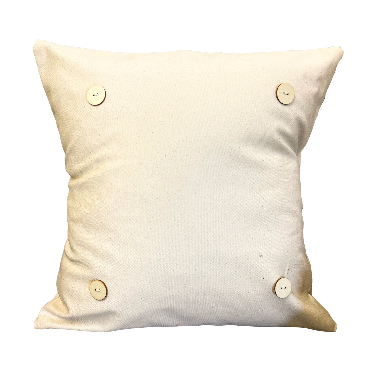 Khaki Linen Square Button Pillow