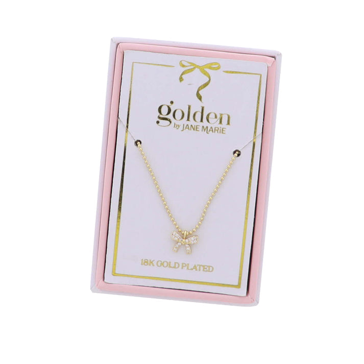 Kids 18K Plated Necklace - Crystal Bow