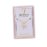 Kids 18K Plated Necklace - Pink Crystal Ballerina