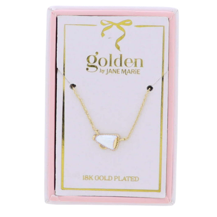 Kids 18K Plated Necklace - White Megaphone