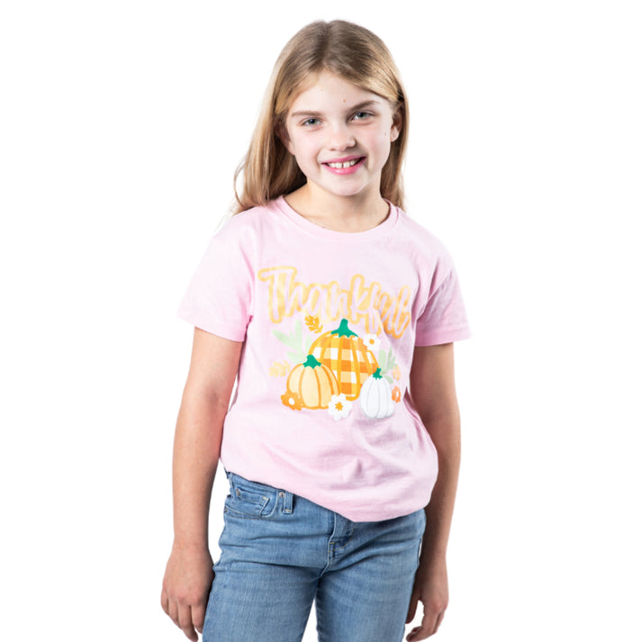Kids Thankful TShirt - Blossom Pink