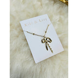 Kiki & Livy - Gold Bow Necklace with Teeny Pearls