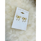 Kiki & Livy - Gold Bow Studs with Bottom Pearls