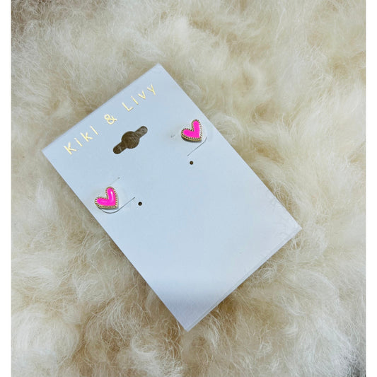 Kiki & Livy - Gold Pink Heart Studs