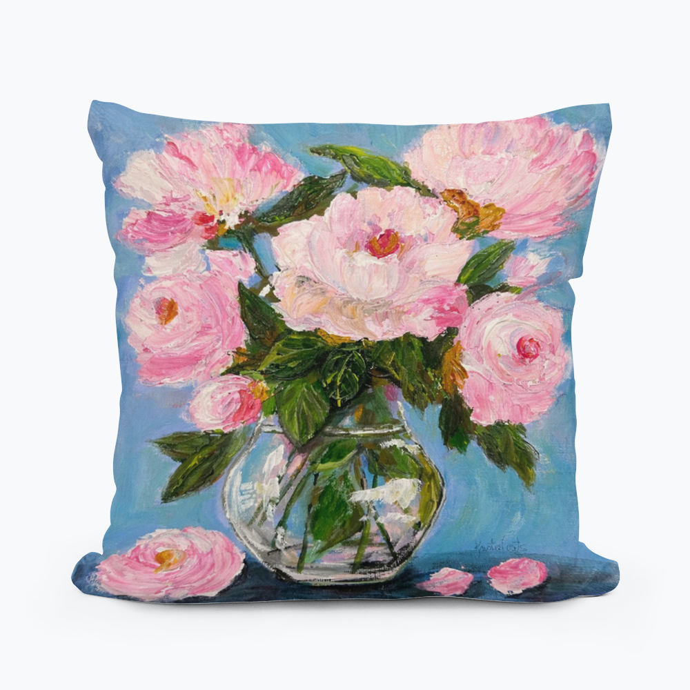 Kristies Pink Rose Petals Pillow - 18x18