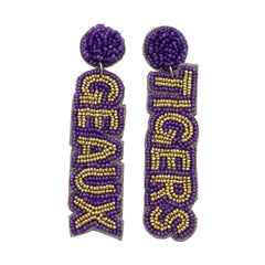 LSU Beaded Earrings