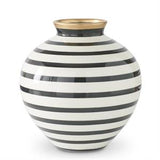 Large Black & White Stripe Ceramic Vase 8"