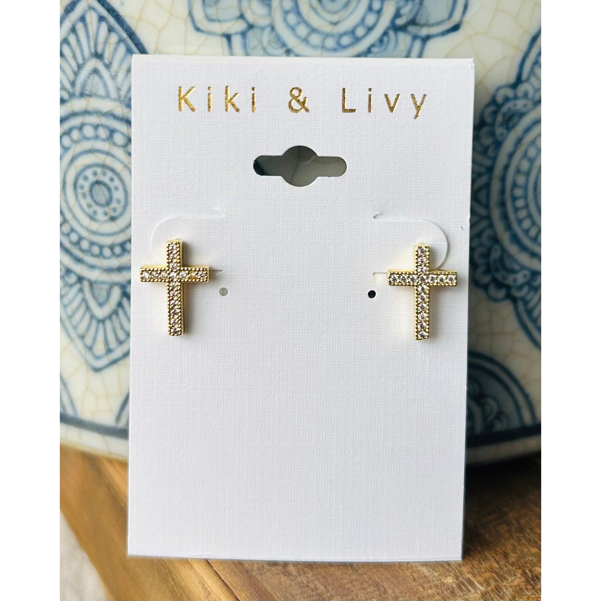 Large Bling Cross Studs