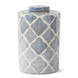 Large Blue & White Quatrefoil Pattern Container