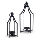 Large Distressed Black Candle Holder Lantern