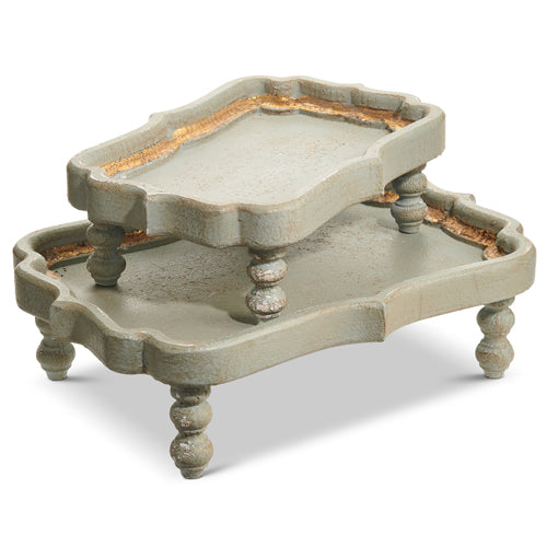 Large Distressed Blue Footed Tray