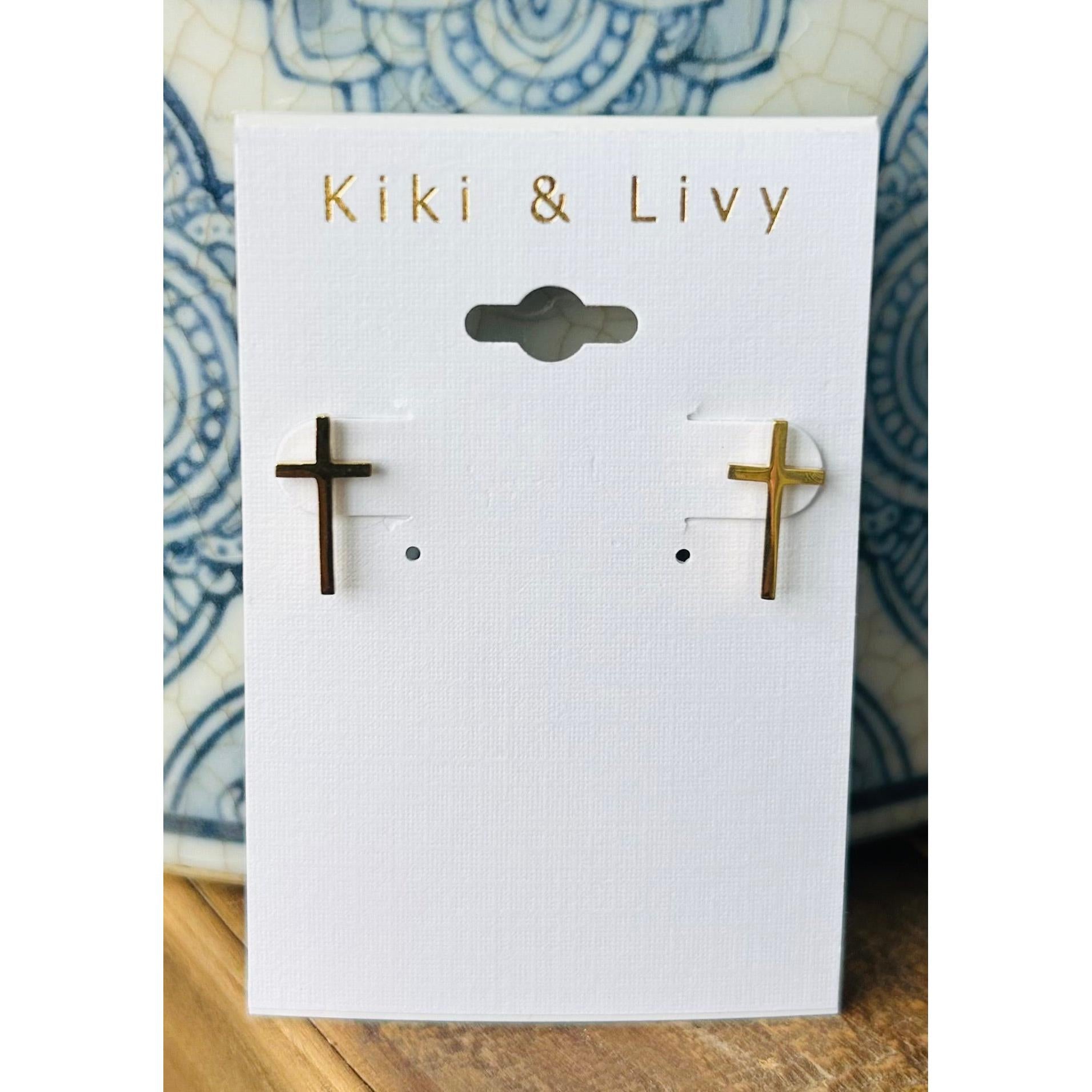Large Gold Cross Studs