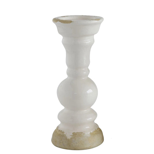 Large Stoneware Candle Holder White