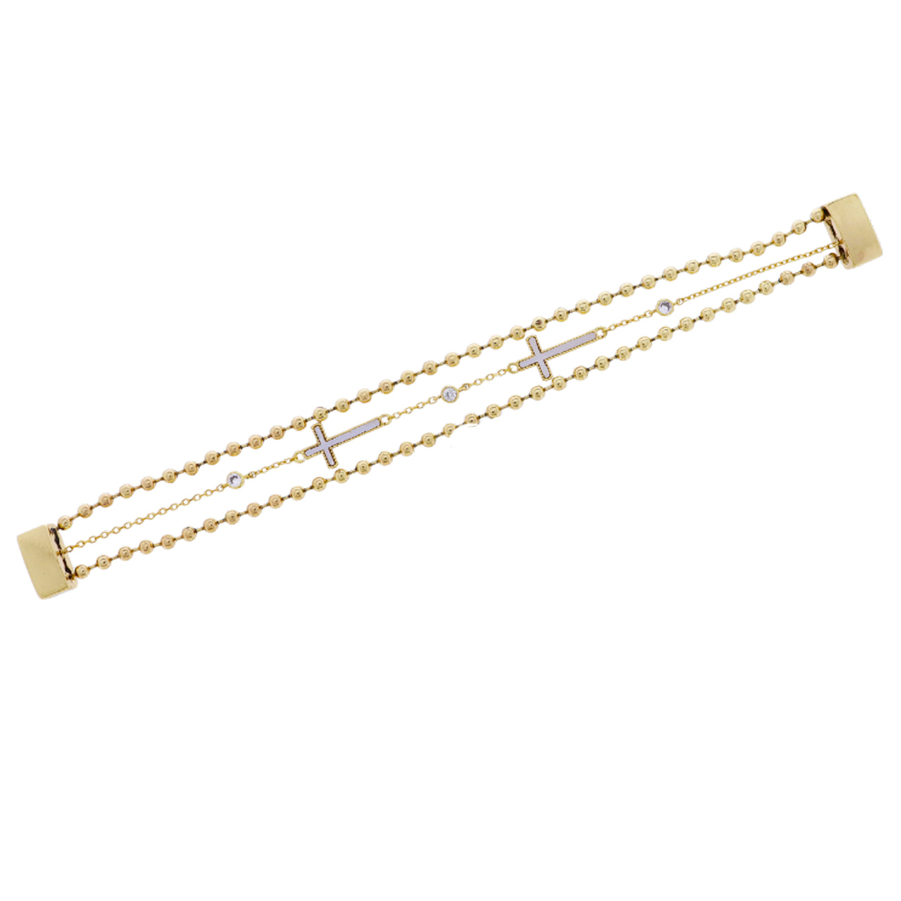 Layered Gold Cross Bracelet