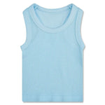Light Blue Cropped Smocked Racerback Tank Top