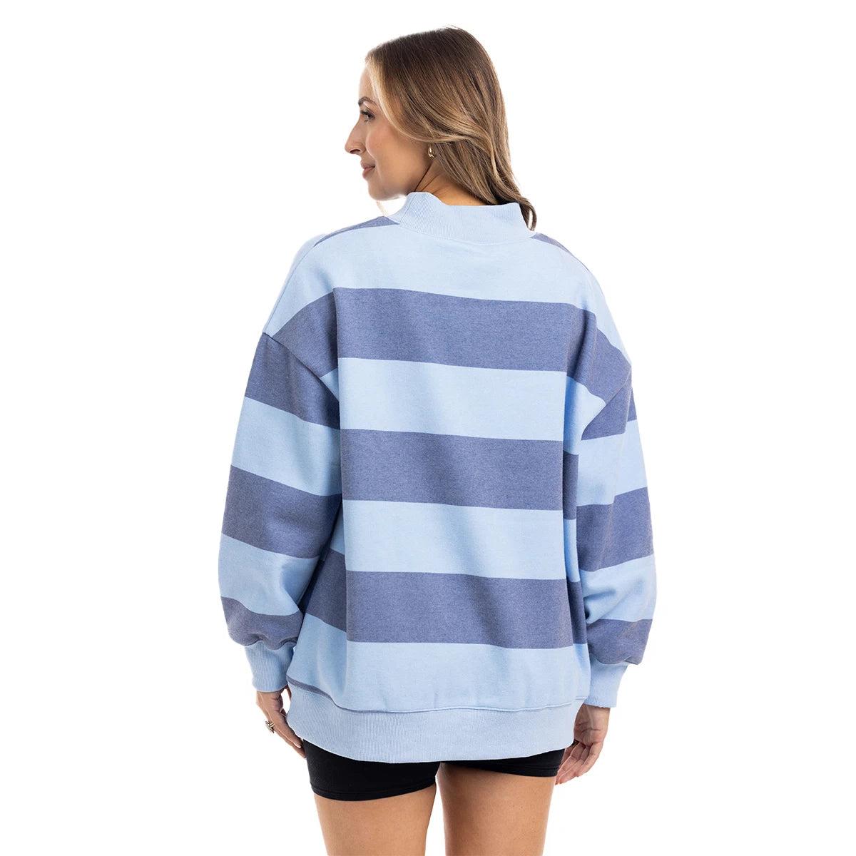 Light Blue & Navy Mockneck Sweatshirt