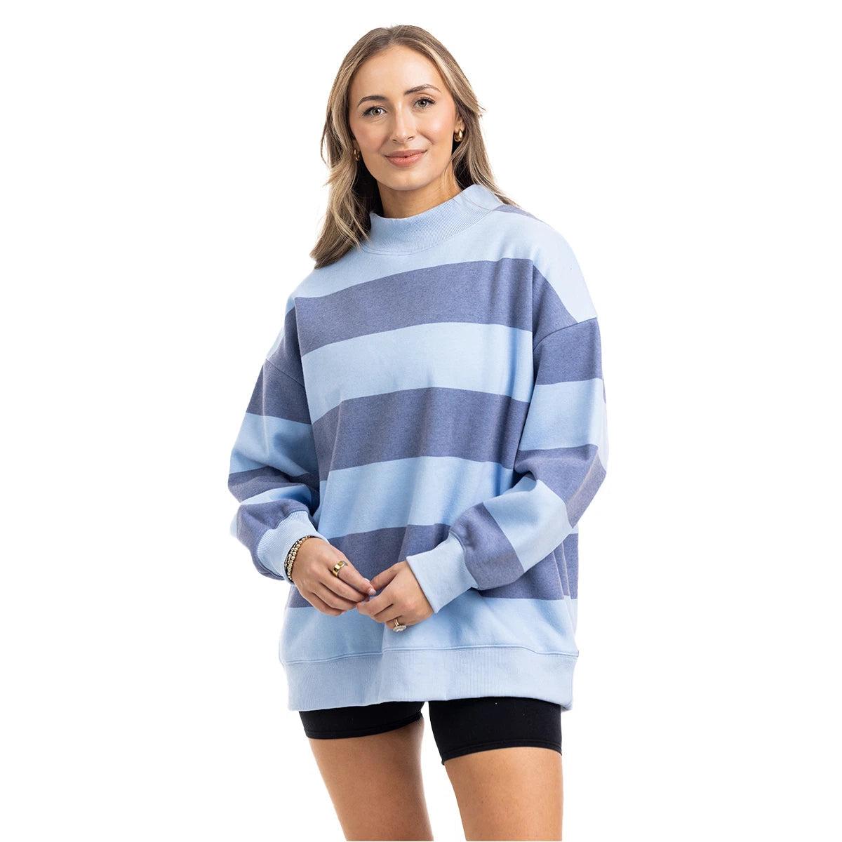 Light Blue & Navy Mockneck Sweatshirt