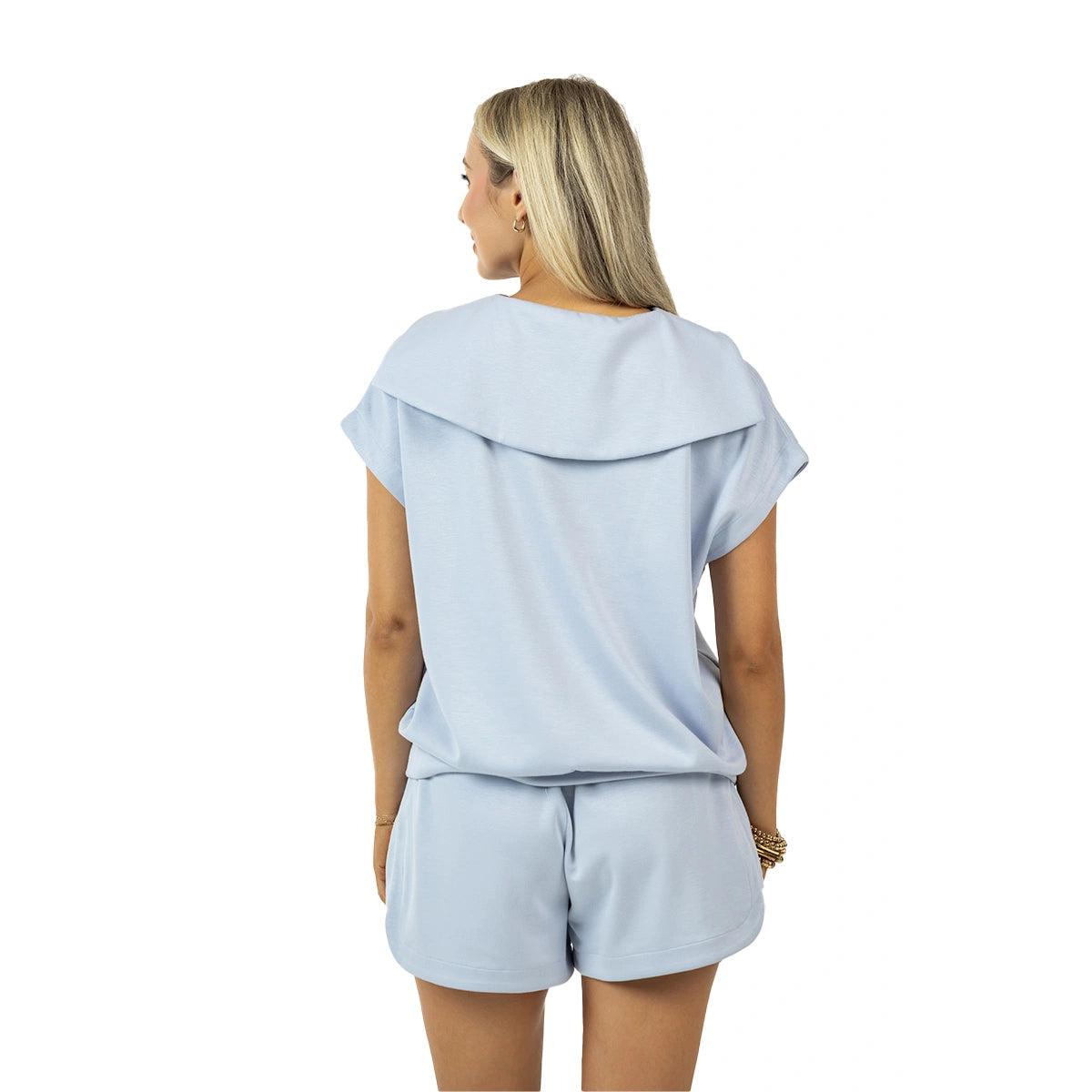 Light Blue Scuba Shorts Set