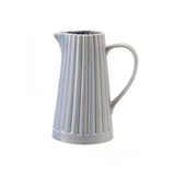 Light Blue Stoneware Fluted Pitcher