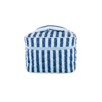 Light Blue and Navy Striped Make Up Bag