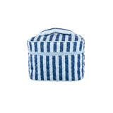 Light Blue and Navy Striped Make Up Bag