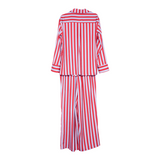 Lilac Striped Satin Pajama Set